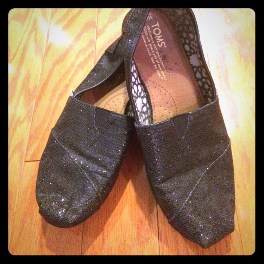 Toms Black Sequin flats