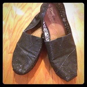Toms Black Sequin flats