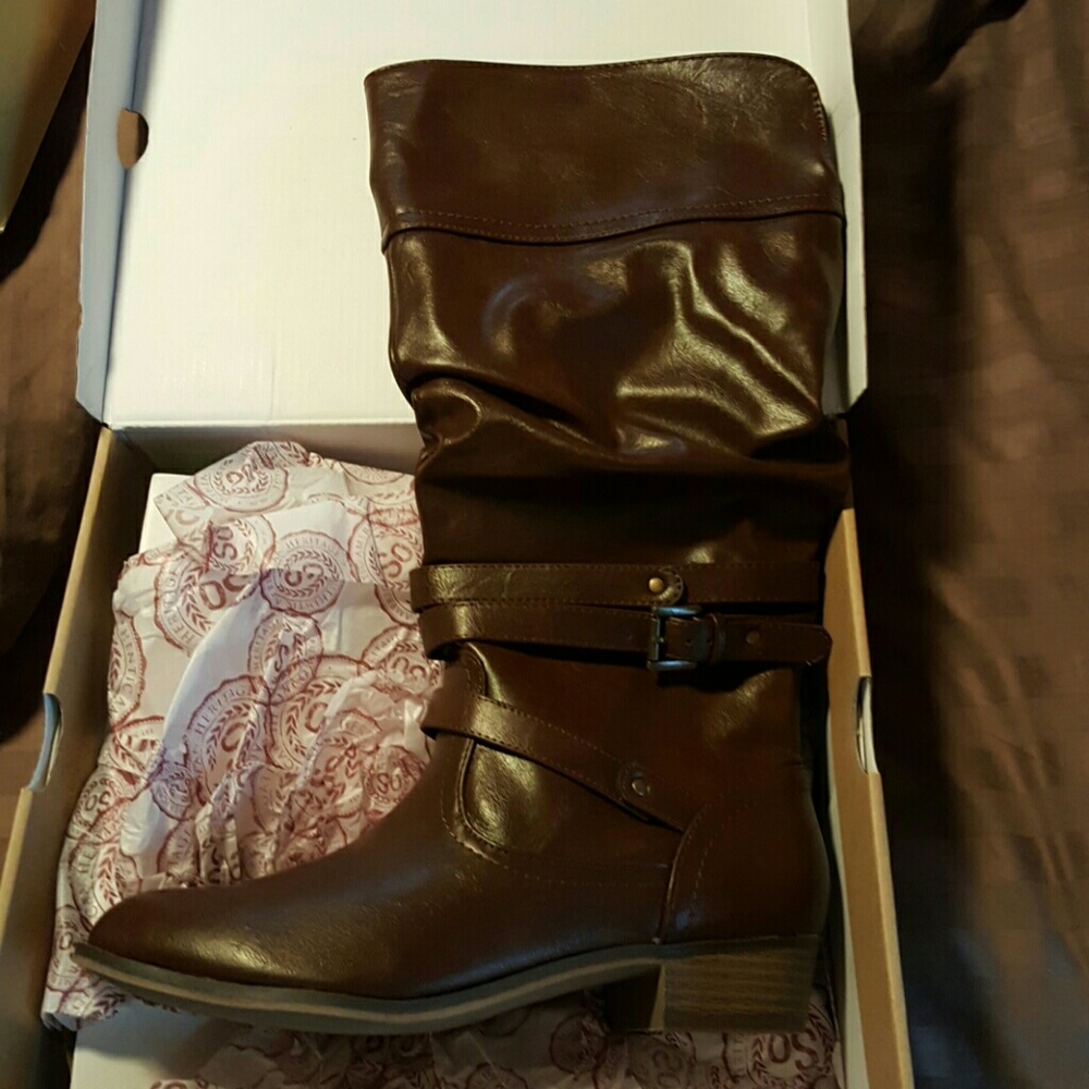 Brown leather boots