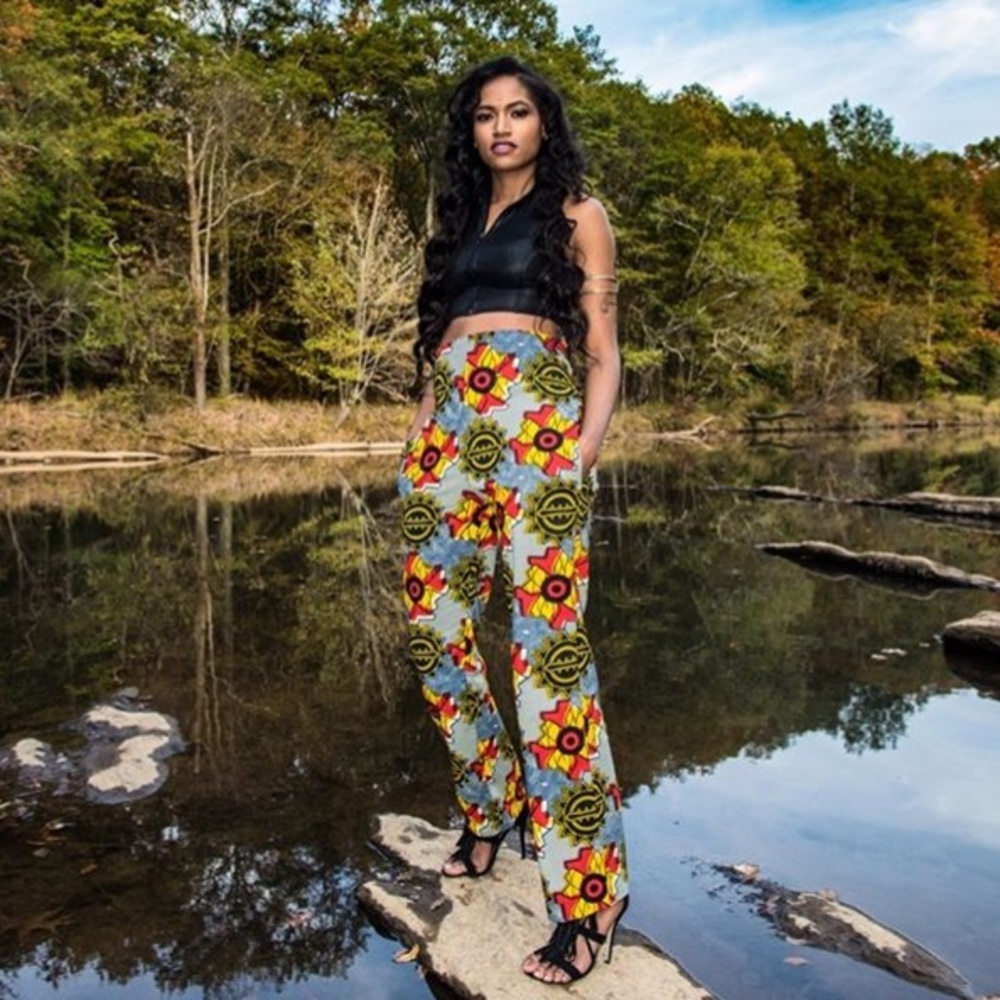 High waist wide leg pants