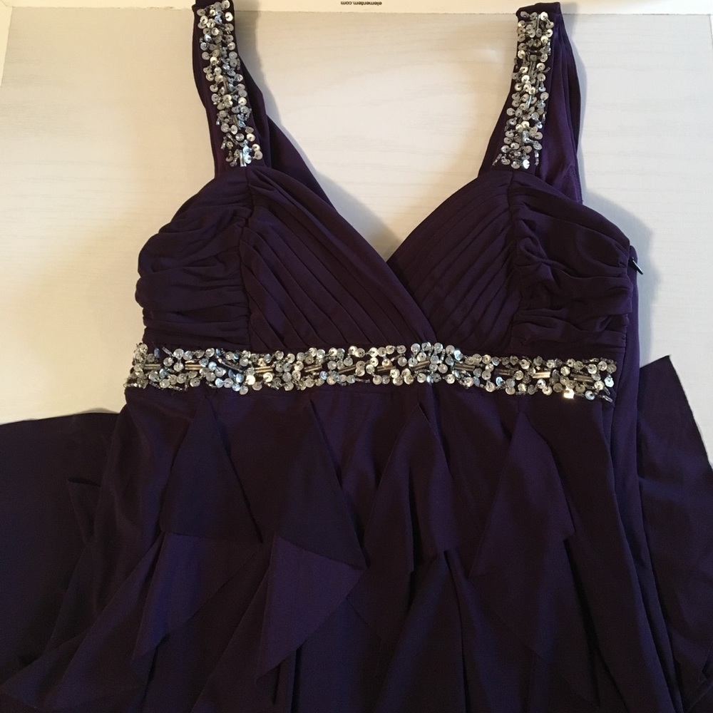 Plum beaded dress, with scoop back