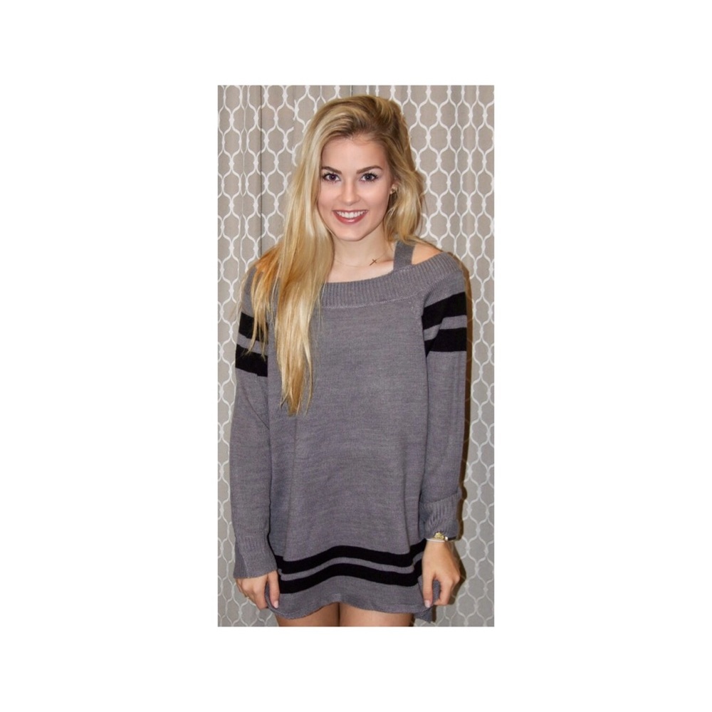Sweater with Stripes in Black and Grey