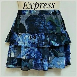 Express Skirts - Express 3-Tier Mini-Skirt Blue Black Floral Size S Express Skirts - Express 3-Tier Mini-Skirt Blue Black Floral Size S