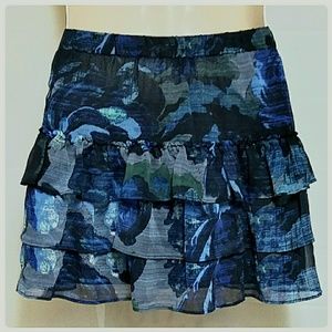 Express Skirts - Express 3-Tier Mini-Skirt Blue Black Floral Size S Express Skirts - Express 3-Tier Mini-Skirt Blue Black Floral Size S