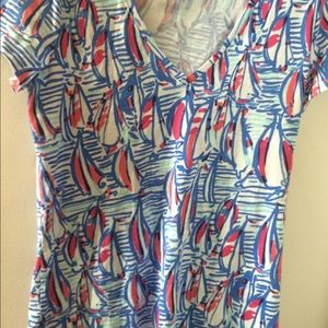 Lilly Pulitzer V Neck Cotton Tee, NWOT