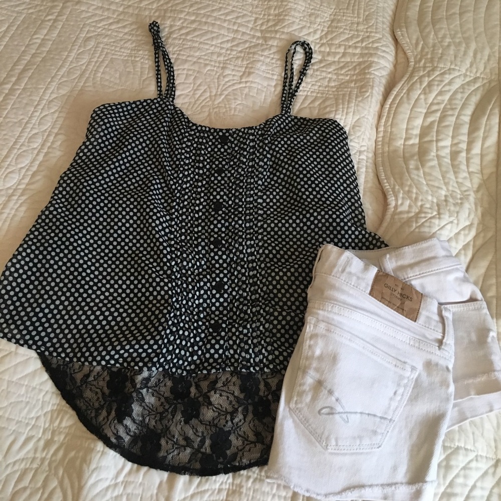 Polka dot lace tank