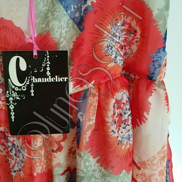 NWT LF S Coral Poppy Crochet Slip Romper - Picture 4 of 5