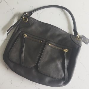 Fossil Grey Pebbled Leather Double Pocket Purse