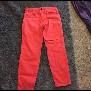 Orange skinny jean capris
