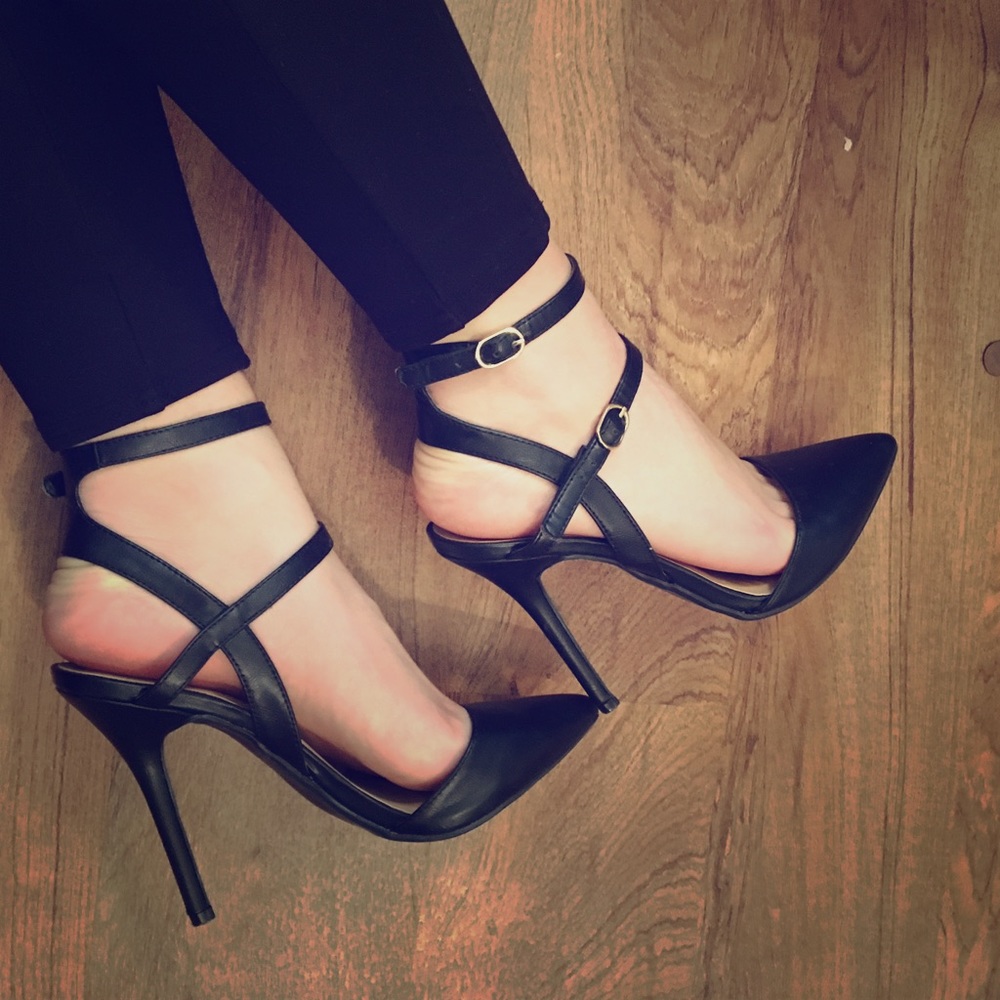 Black strappy heels