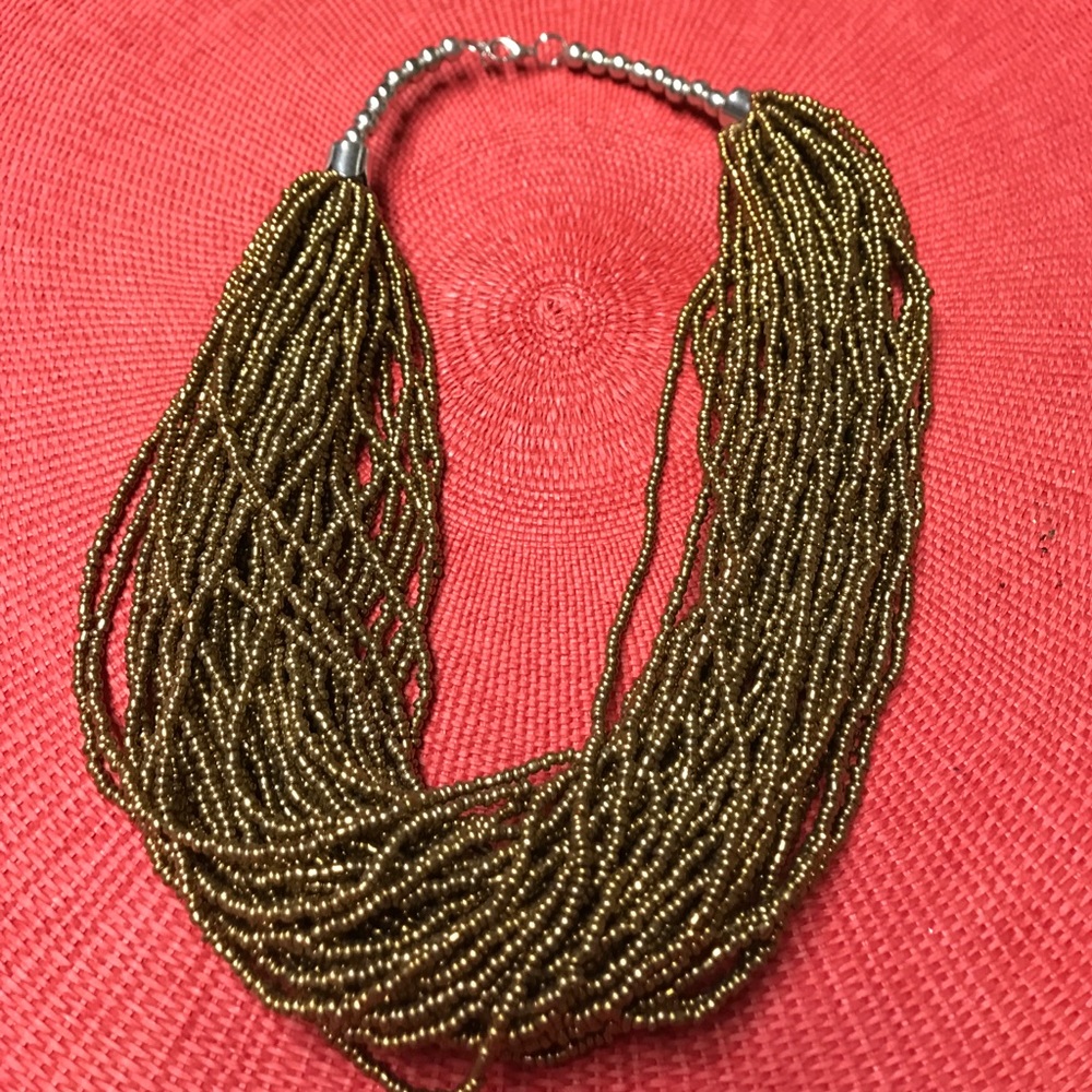 Copper tone beaded necklace