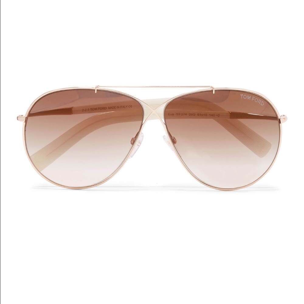 Tom Ford Eva aviator-style rose gold sunglasses