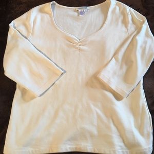 3/4 sleeve cream colored top