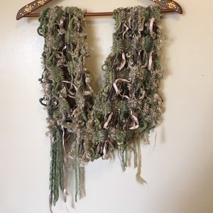 Green and Pink Ribbon Scarf