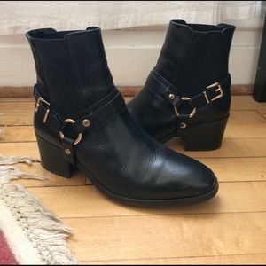 Topshop Black Leather Booties - 7.5