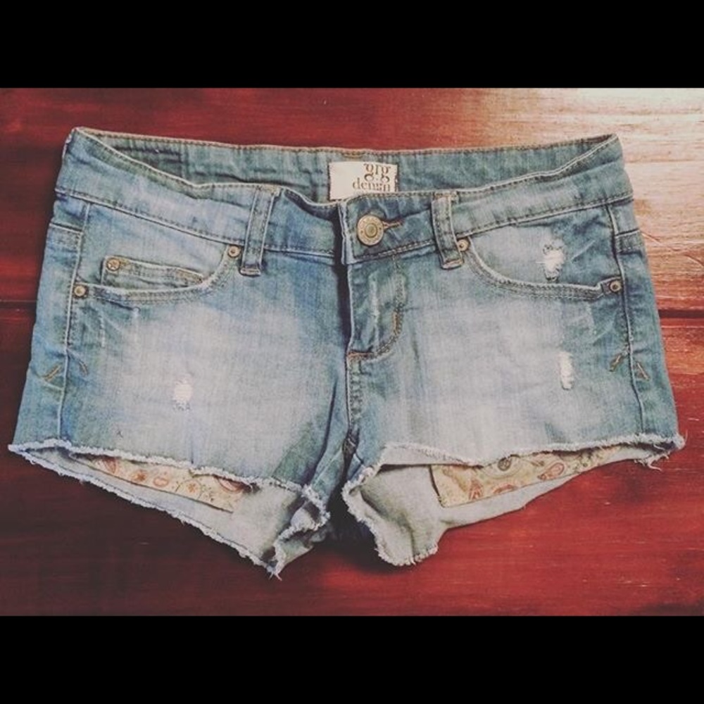 SOLD Garage GRG Distressed Denim Short Shorts