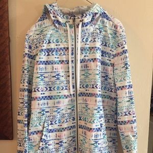 Zumiez Aztec/galaxy light windbreaker jacket