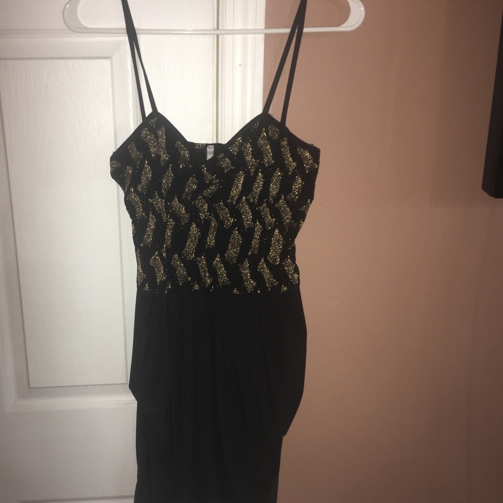 Gold black dress
