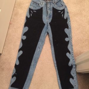 Western design tapered high waisted jeans