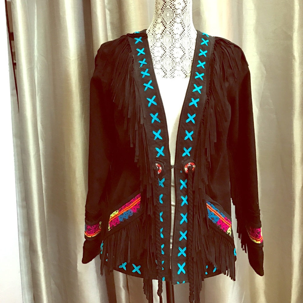 Exclusive leather fringed jacket