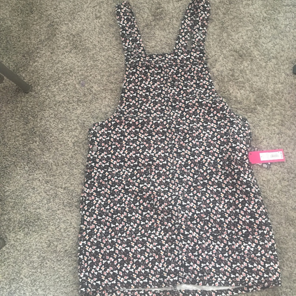 XHILARATION black with floral overall dress.