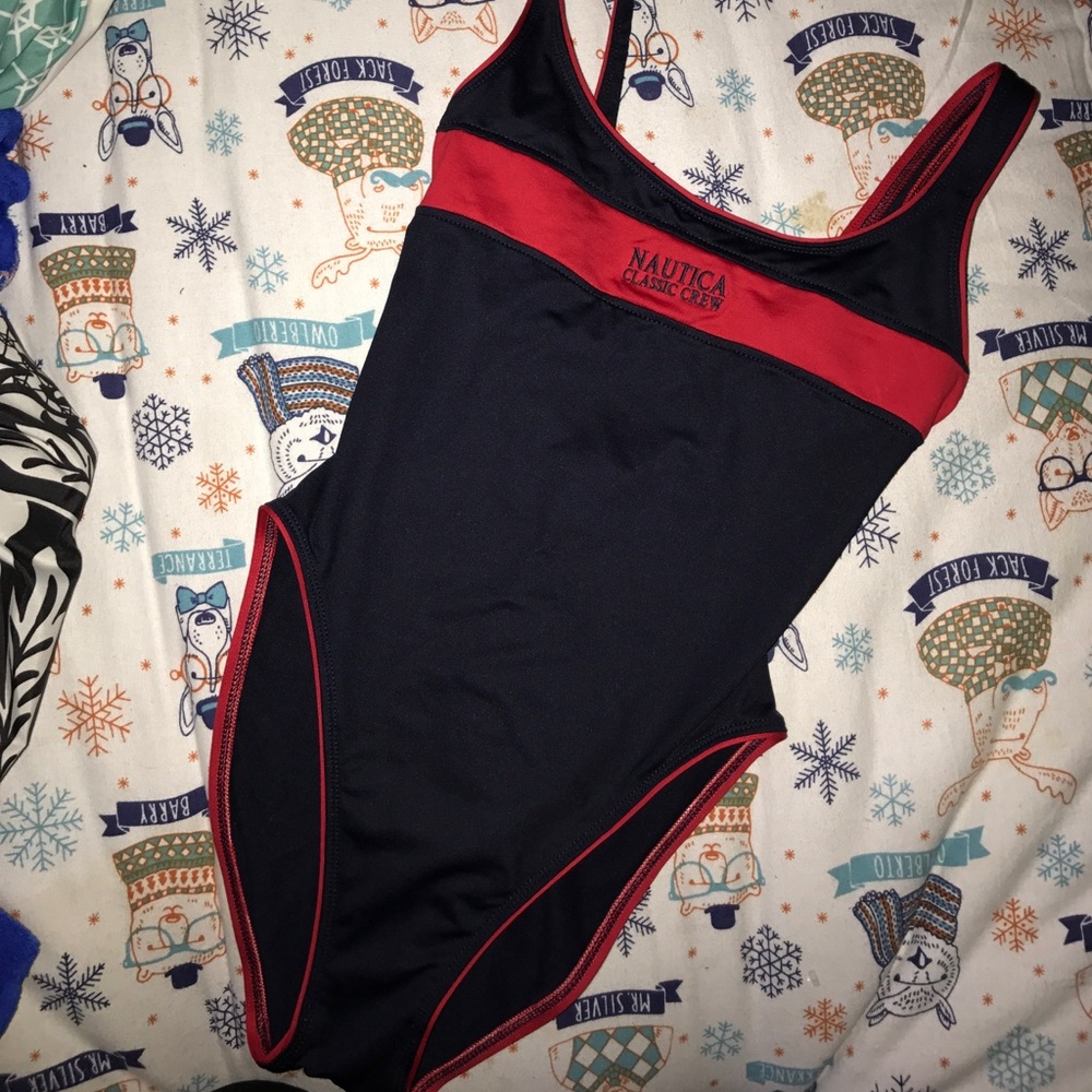 Nautica Vintage V shaped One piece Swimsuit
