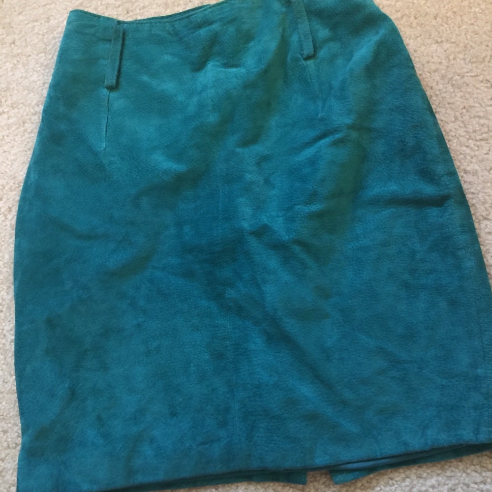 Teal suede skirt