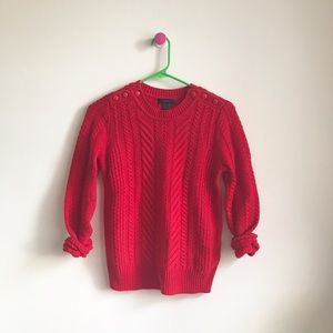 J. Crew red perfect cable knit sweater 100% wool