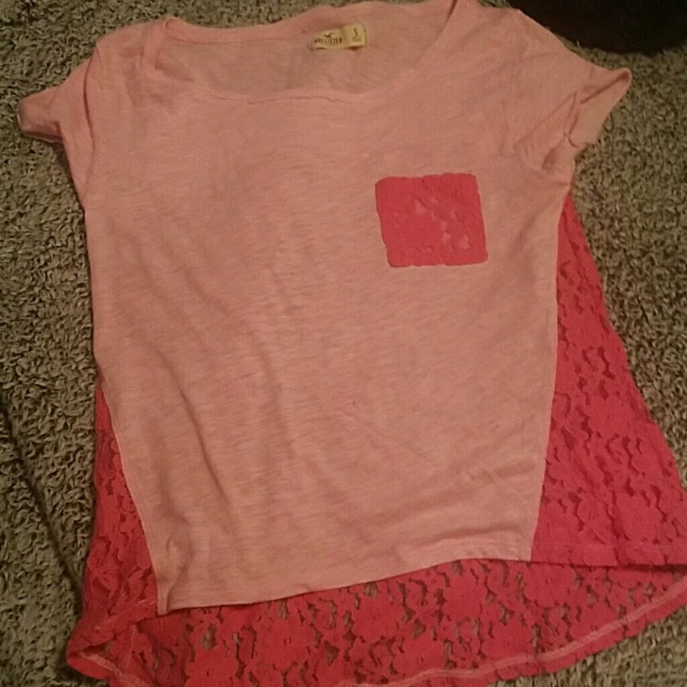 Small Hollister shirt high low lace back