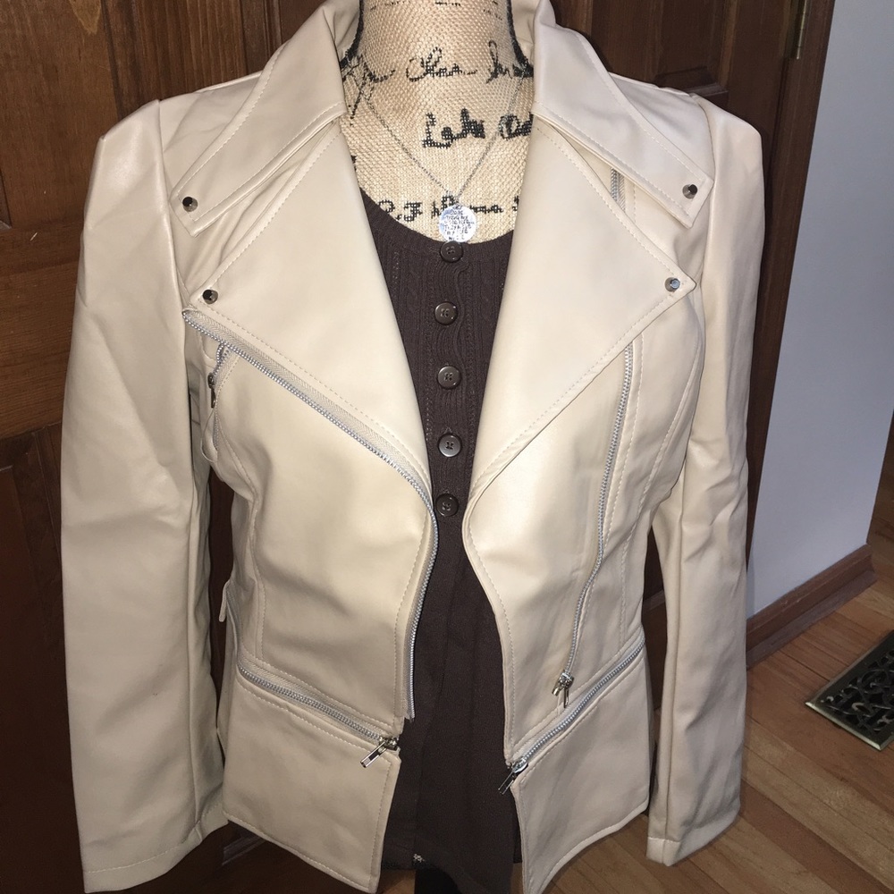 Tan faux leather jacket NWOT