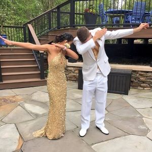 **SOLD** Gold + Silver Sequin Panoply Prom Dress