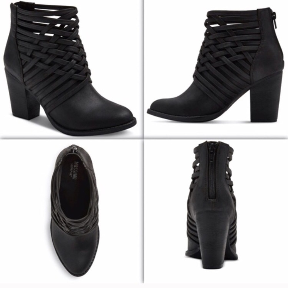 Black basket weave booties