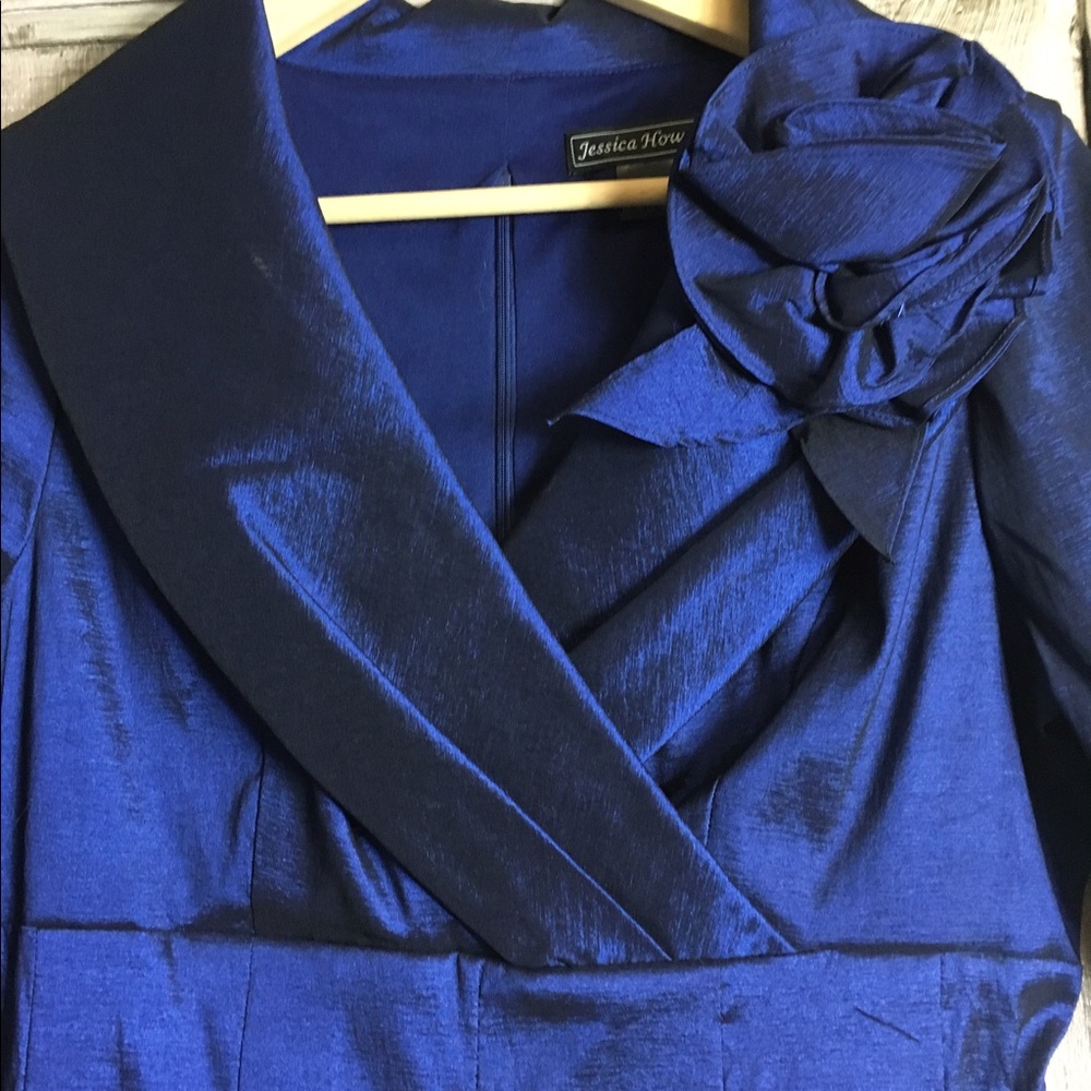 SOLD 40's Flare Midnight Blue Dress - Picture 3 of 8