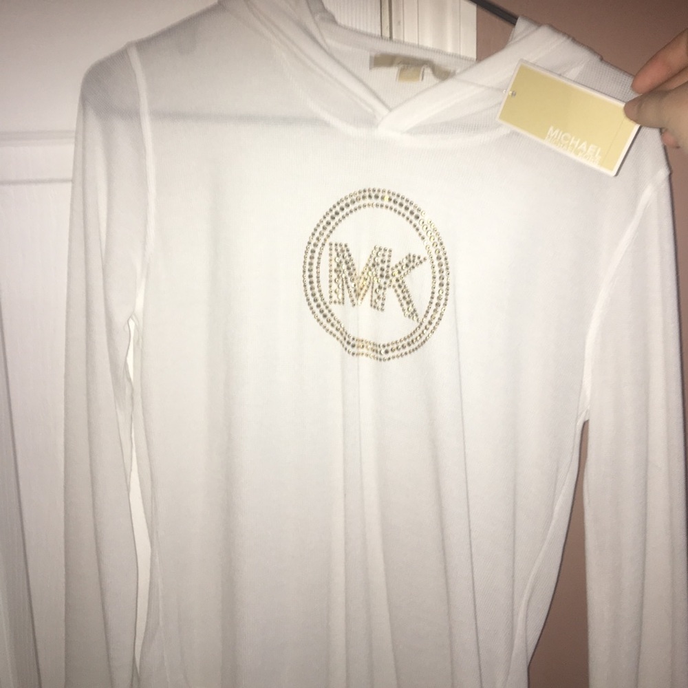 Michael kors sheer sweater with hood brand new