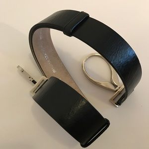 Ellen Tracy Black Genuine Leather Adjustable Belt