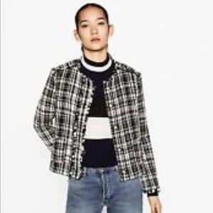 Zara frayed tweed jacket