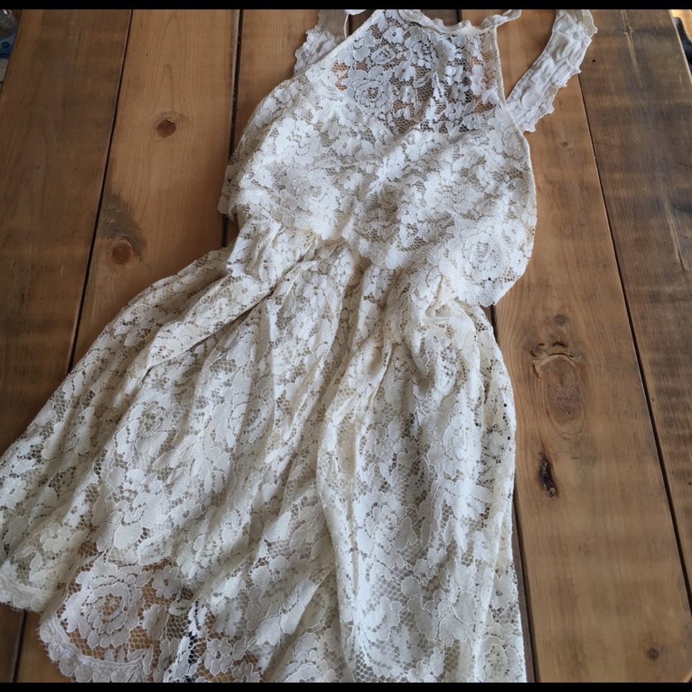 Cream Free People Lace Dress