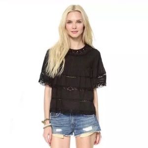 Love Sam Navy Crochet Top