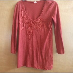 J. Crew burnt orange tee w/ribbon detail