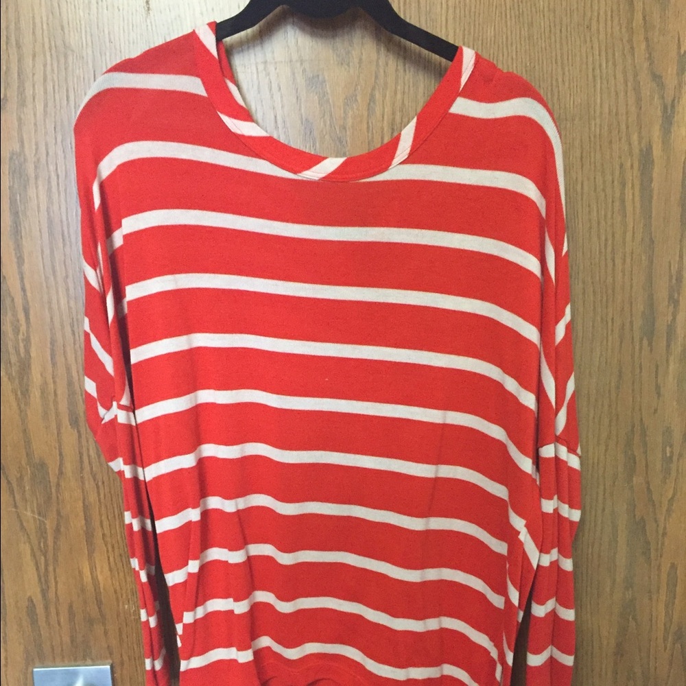 Oversized stripped hi-low sweater