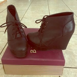 Black leather booties