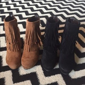 Black fringe booties size 8.5.