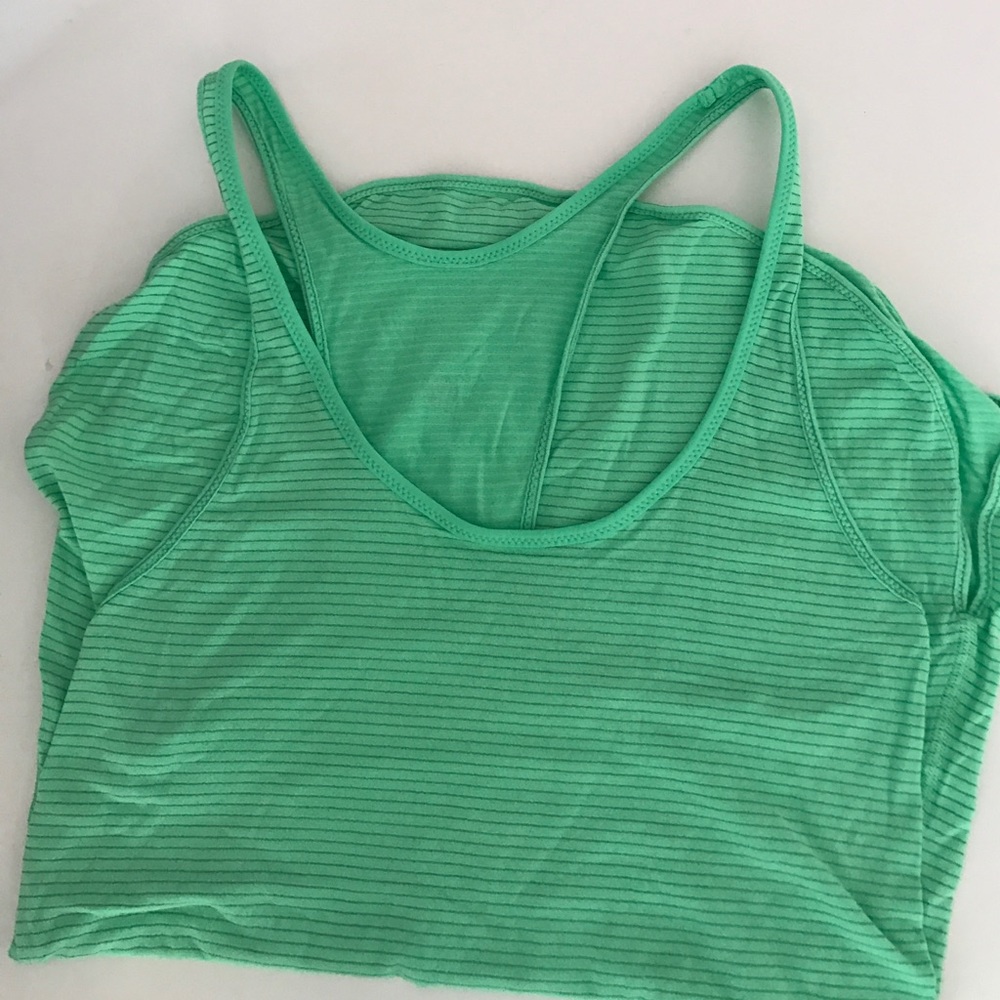 lulu🍋 green & light gray stripe racerback tank 💚