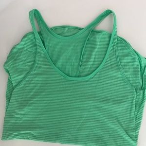 lulu🍋 green & light gray stripe racerback tank 💚