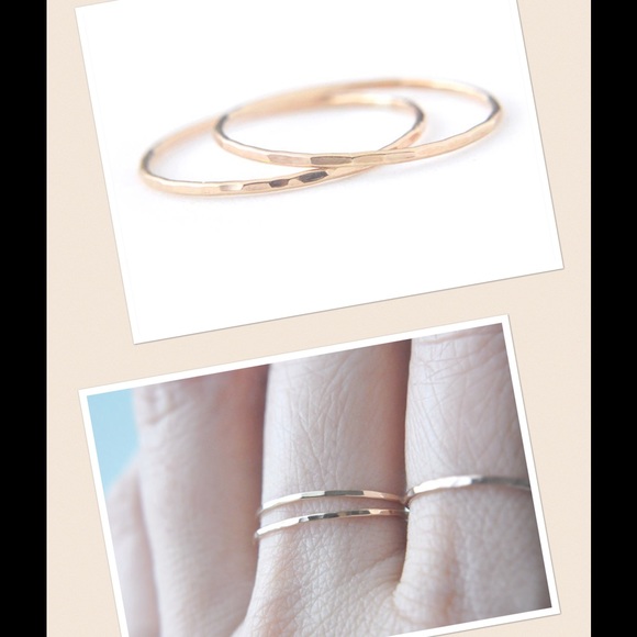RESTOCKED! 2 Skinny Gold Stack Rings - Picture 4 of 7