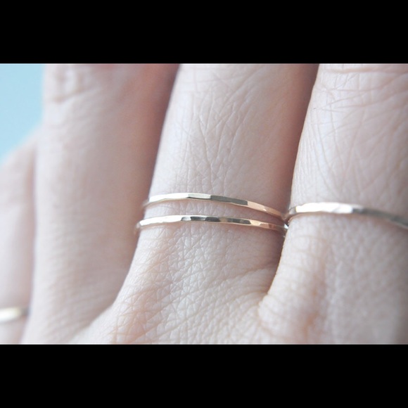 RESTOCKED! 2 Skinny Gold Stack Rings - Picture 5 of 7