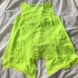 Neon Embroidered Open Back Blouse