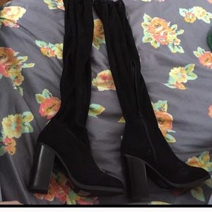 Knee high suede boots