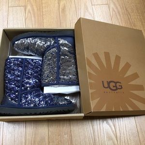 Reversible Blue/Silver Sparkle Uggs
