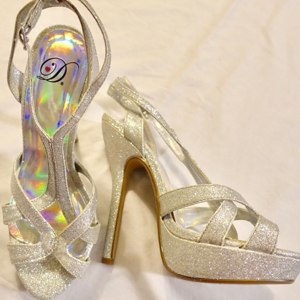 Silver Glitter High Heels
